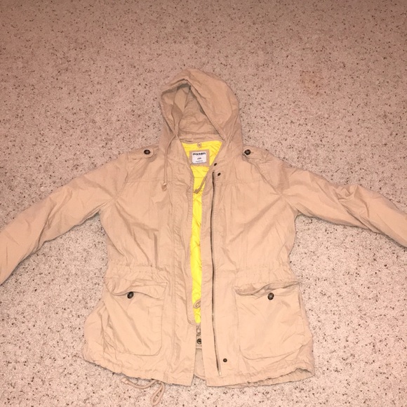 Old navy 2 in 1 jacket. Tan yellow hood pockets zipper Sz L removable - Picture 6 of 13
